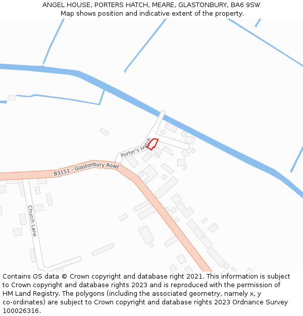 ANGEL HOUSE, PORTERS HATCH, MEARE, GLASTONBURY, BA6 9SW: Location map and indicative extent of plot