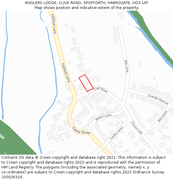 ANGLERS LODGE, CLIVE ROAD, SPOFFORTH, HARROGATE, HG3 1AT: Location map and indicative extent of plot