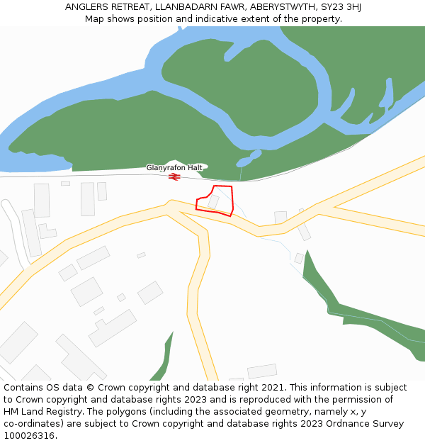 ANGLERS RETREAT, LLANBADARN FAWR, ABERYSTWYTH, SY23 3HJ: Location map and indicative extent of plot