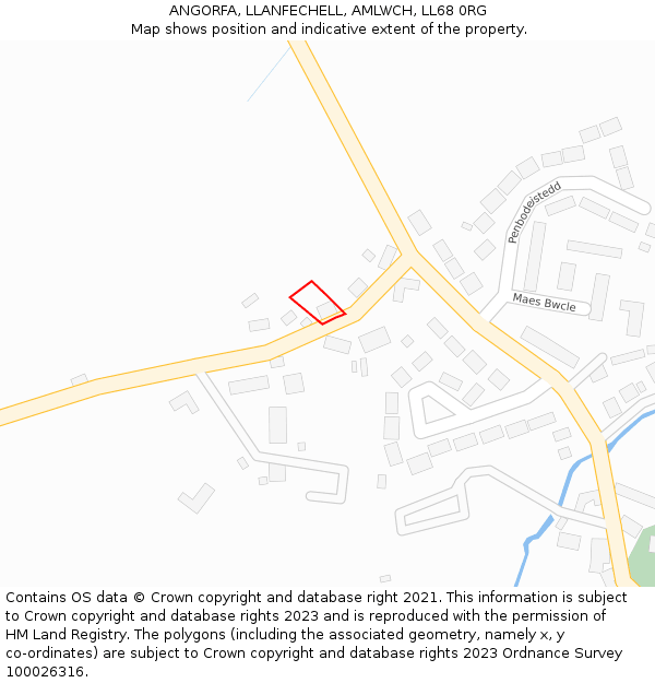 ANGORFA, LLANFECHELL, AMLWCH, LL68 0RG: Location map and indicative extent of plot