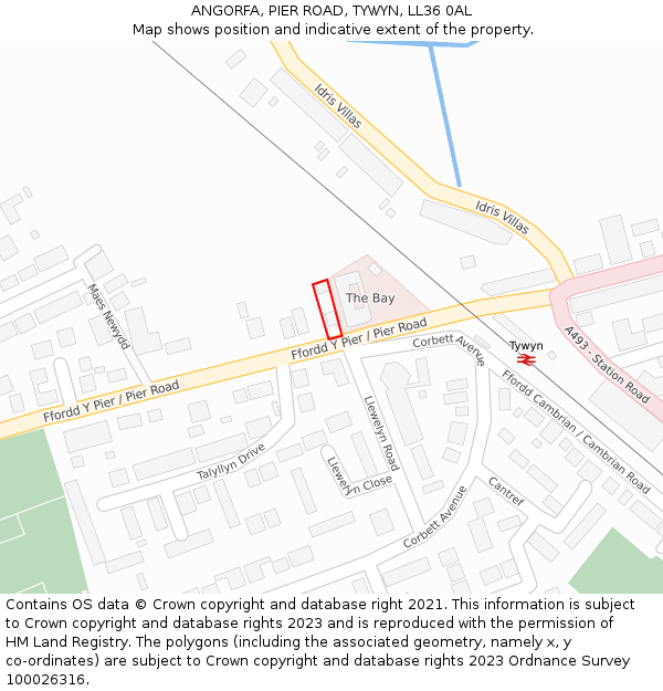 ANGORFA, PIER ROAD, TYWYN, LL36 0AL: Location map and indicative extent of plot