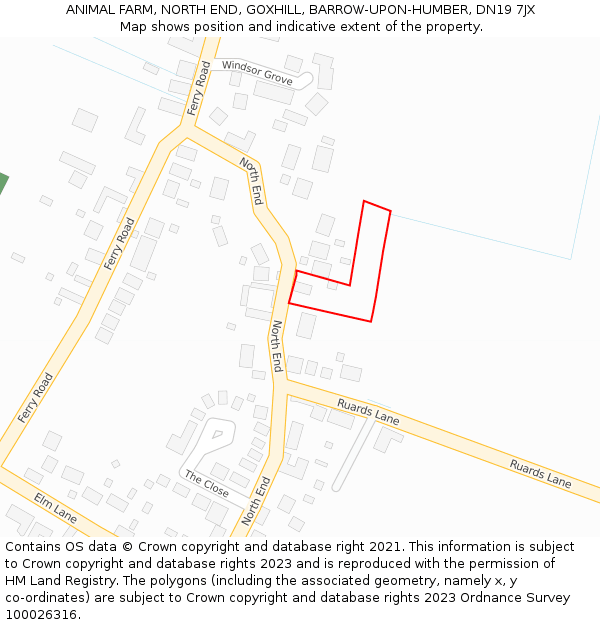 ANIMAL FARM, NORTH END, GOXHILL, BARROW-UPON-HUMBER, DN19 7JX: Location map and indicative extent of plot