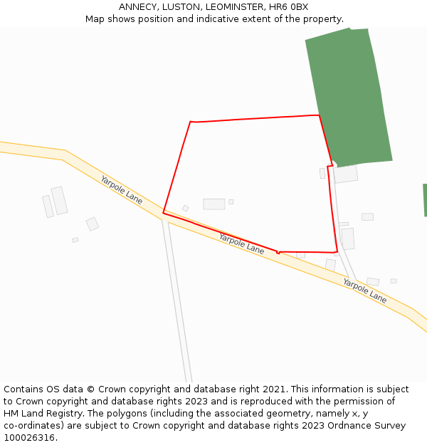 ANNECY, LUSTON, LEOMINSTER, HR6 0BX: Location map and indicative extent of plot