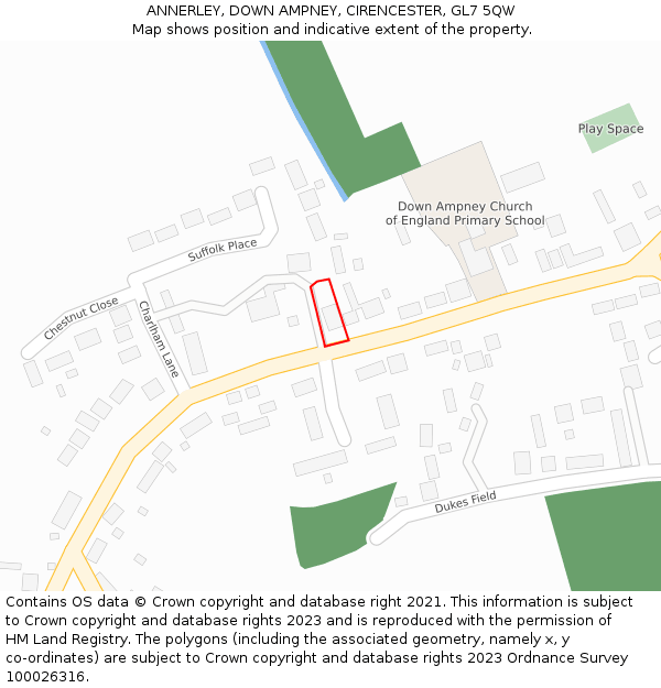 ANNERLEY, DOWN AMPNEY, CIRENCESTER, GL7 5QW: Location map and indicative extent of plot