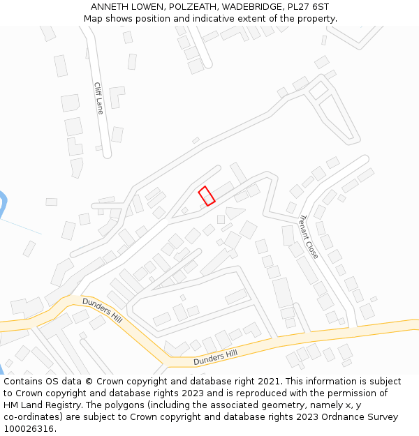 ANNETH LOWEN, POLZEATH, WADEBRIDGE, PL27 6ST: Location map and indicative extent of plot