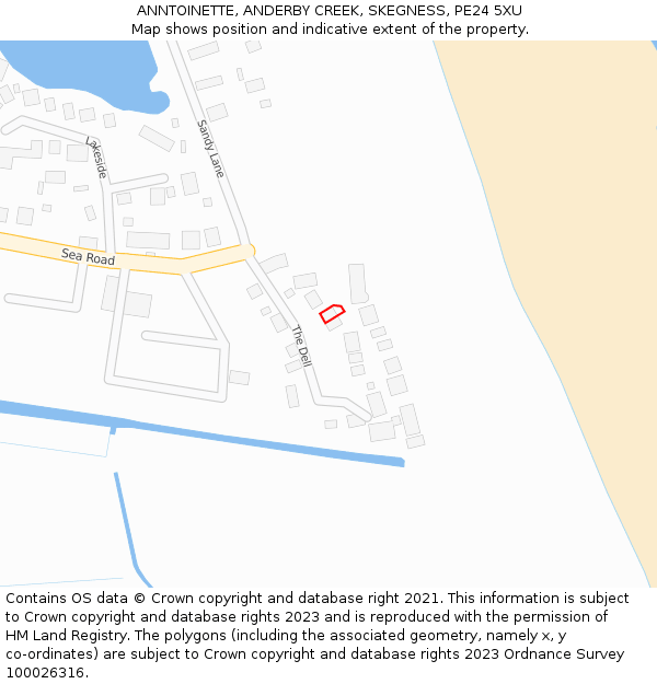 ANNTOINETTE, ANDERBY CREEK, SKEGNESS, PE24 5XU: Location map and indicative extent of plot