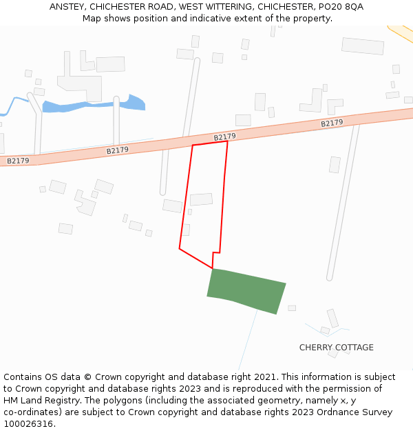 ANSTEY, CHICHESTER ROAD, WEST WITTERING, CHICHESTER, PO20 8QA: Location map and indicative extent of plot