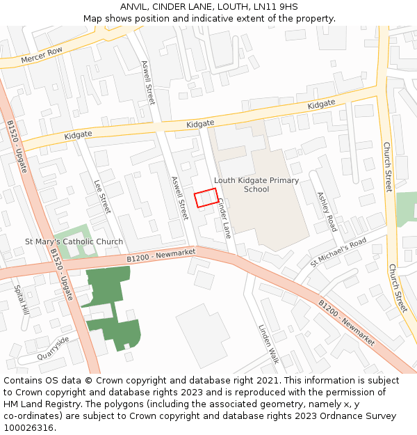 ANVIL, CINDER LANE, LOUTH, LN11 9HS: Location map and indicative extent of plot