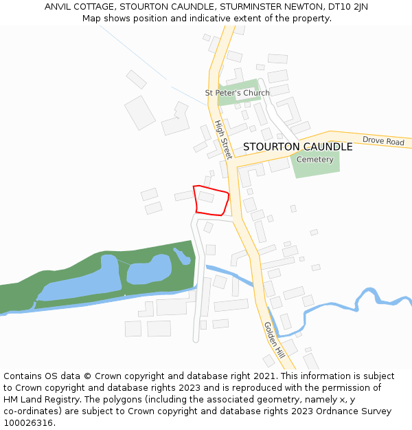 ANVIL COTTAGE, STOURTON CAUNDLE, STURMINSTER NEWTON, DT10 2JN: Location map and indicative extent of plot