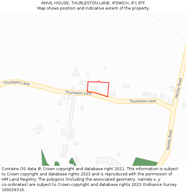 ANVIL HOUSE, THURLESTON LANE, IPSWICH, IP1 6TF: Location map and indicative extent of plot