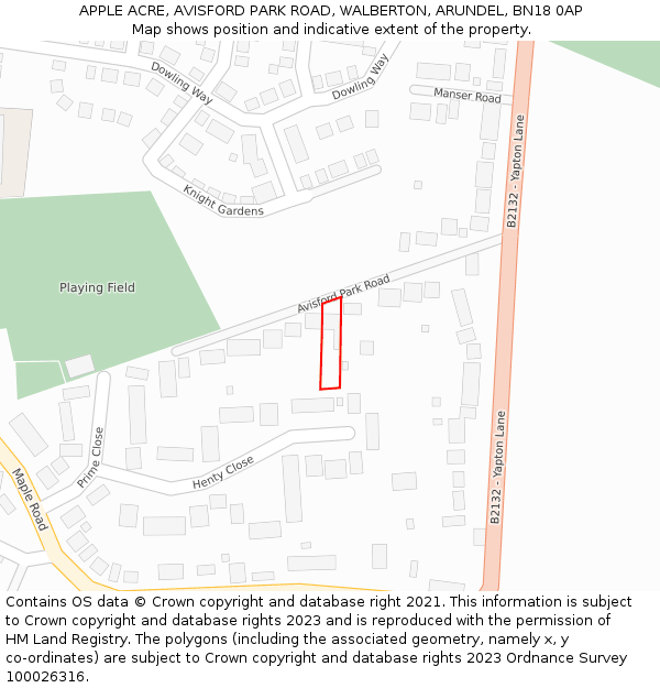 APPLE ACRE, AVISFORD PARK ROAD, WALBERTON, ARUNDEL, BN18 0AP: Location map and indicative extent of plot