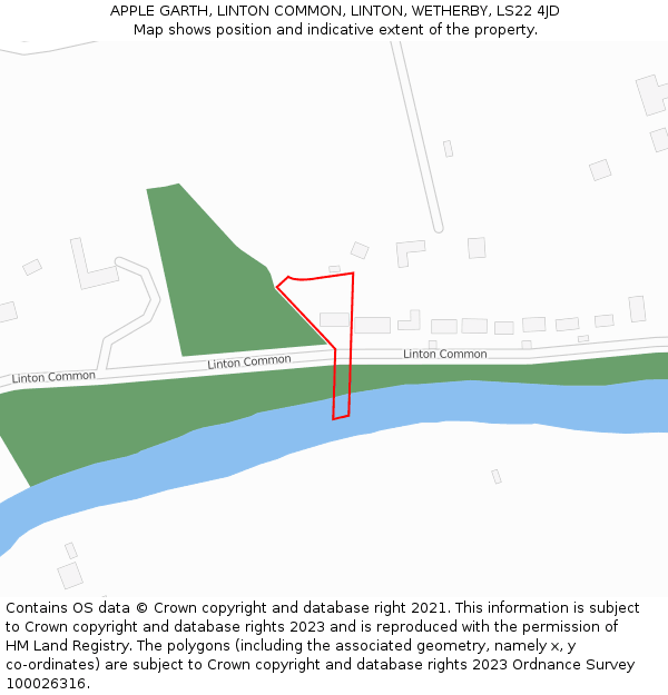 APPLE GARTH, LINTON COMMON, LINTON, WETHERBY, LS22 4JD: Location map and indicative extent of plot