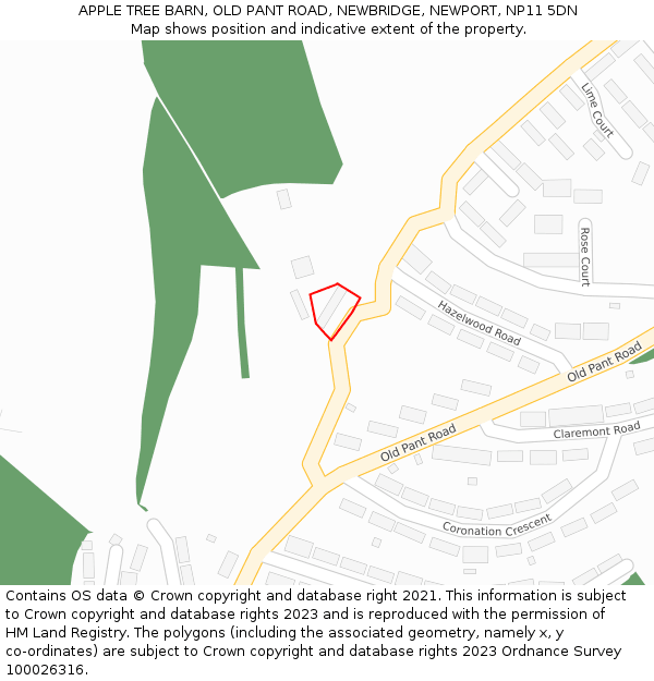 APPLE TREE BARN, OLD PANT ROAD, NEWBRIDGE, NEWPORT, NP11 5DN: Location map and indicative extent of plot