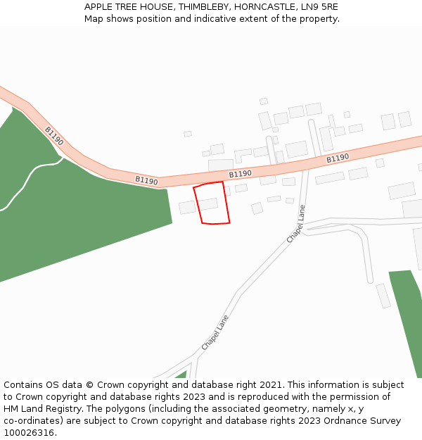 APPLE TREE HOUSE, THIMBLEBY, HORNCASTLE, LN9 5RE: Location map and indicative extent of plot