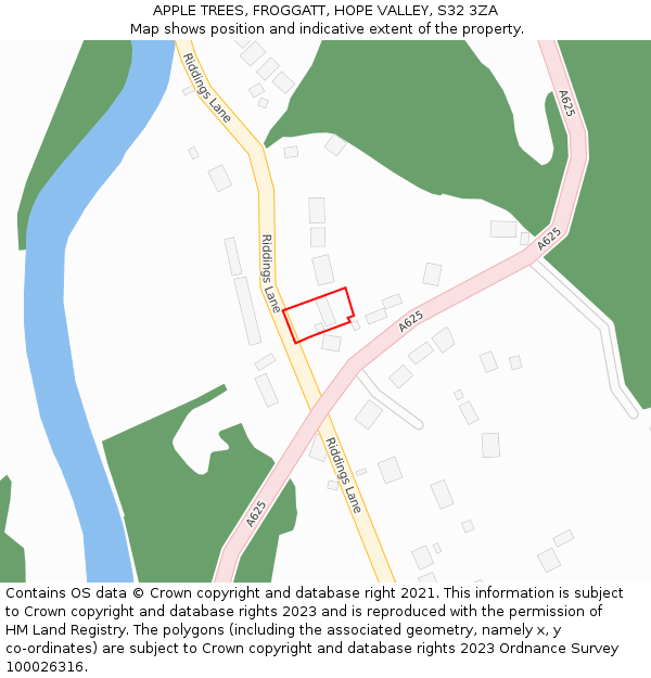 APPLE TREES, FROGGATT, HOPE VALLEY, S32 3ZA: Location map and indicative extent of plot