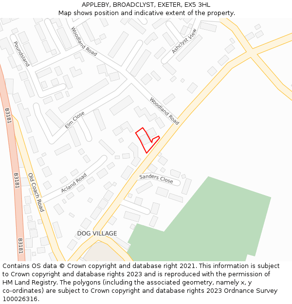 APPLEBY, BROADCLYST, EXETER, EX5 3HL: Location map and indicative extent of plot