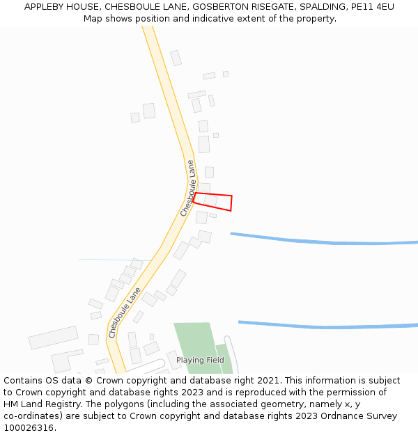 APPLEBY HOUSE, CHESBOULE LANE, GOSBERTON RISEGATE, SPALDING, PE11 4EU: Location map and indicative extent of plot