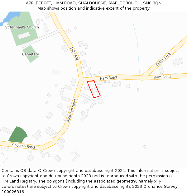APPLECROFT, HAM ROAD, SHALBOURNE, MARLBOROUGH, SN8 3QN: Location map and indicative extent of plot