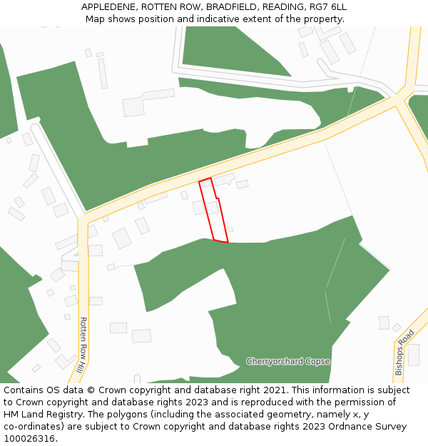 APPLEDENE, ROTTEN ROW, BRADFIELD, READING, RG7 6LL: Location map and indicative extent of plot