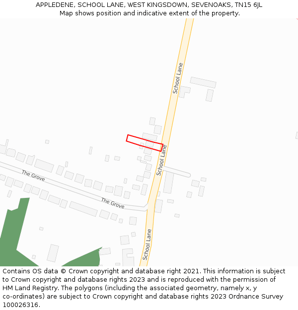 APPLEDENE, SCHOOL LANE, WEST KINGSDOWN, SEVENOAKS, TN15 6JL: Location map and indicative extent of plot