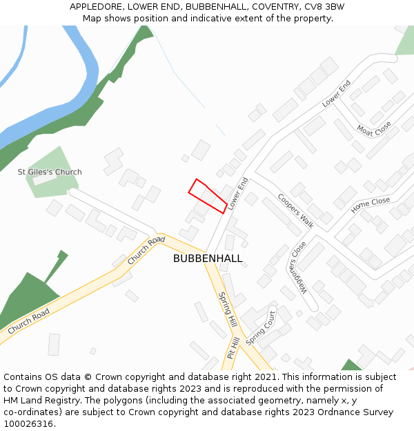 APPLEDORE, LOWER END, BUBBENHALL, COVENTRY, CV8 3BW: Location map and indicative extent of plot