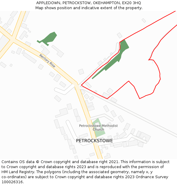 APPLEDOWN, PETROCKSTOW, OKEHAMPTON, EX20 3HQ: Location map and indicative extent of plot