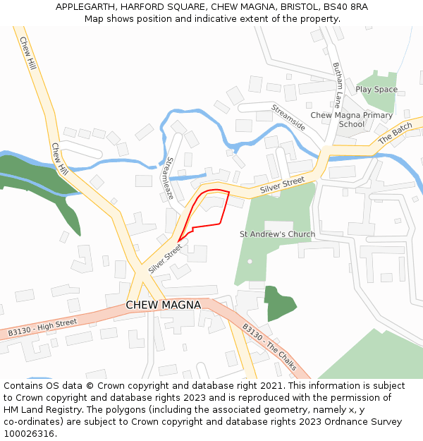 APPLEGARTH, HARFORD SQUARE, CHEW MAGNA, BRISTOL, BS40 8RA: Location map and indicative extent of plot