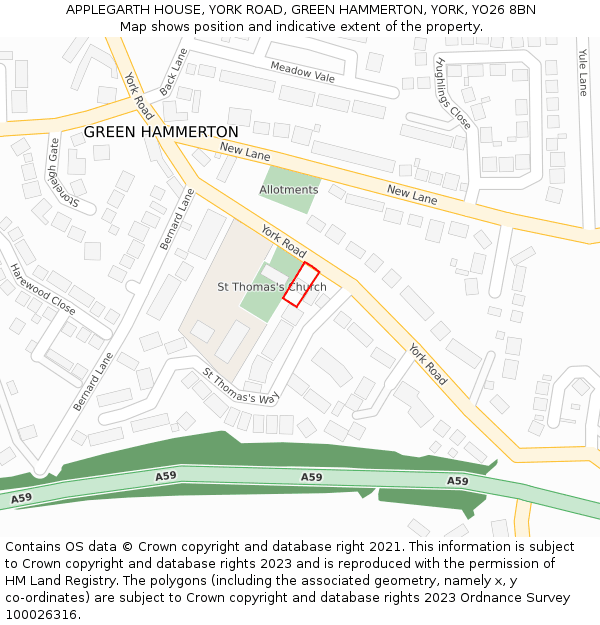 APPLEGARTH HOUSE, YORK ROAD, GREEN HAMMERTON, YORK, YO26 8BN: Location map and indicative extent of plot