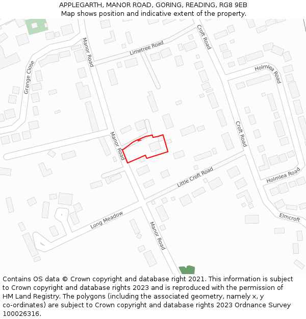 APPLEGARTH, MANOR ROAD, GORING, READING, RG8 9EB: Location map and indicative extent of plot