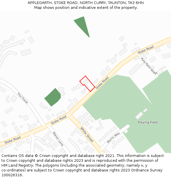 APPLEGARTH, STOKE ROAD, NORTH CURRY, TAUNTON, TA3 6HN: Location map and indicative extent of plot