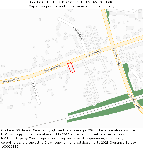 APPLEGARTH, THE REDDINGS, CHELTENHAM, GL51 6RL: Location map and indicative extent of plot