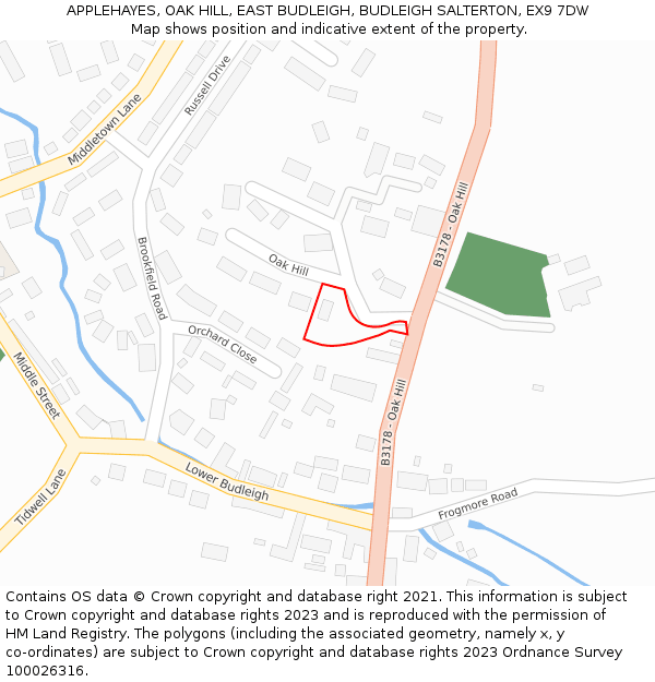 APPLEHAYES, OAK HILL, EAST BUDLEIGH, BUDLEIGH SALTERTON, EX9 7DW: Location map and indicative extent of plot