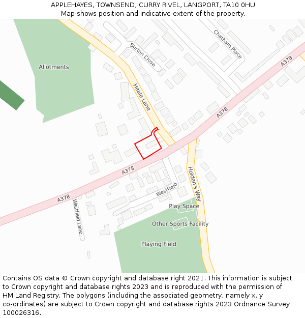 APPLEHAYES, TOWNSEND, CURRY RIVEL, LANGPORT, TA10 0HU: Location map and indicative extent of plot