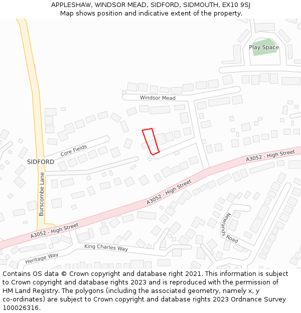 APPLESHAW, WINDSOR MEAD, SIDFORD, SIDMOUTH, EX10 9SJ: Location map and indicative extent of plot