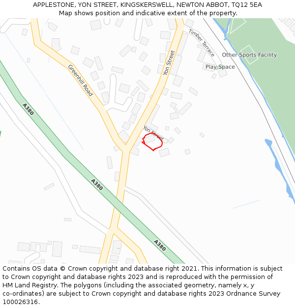 APPLESTONE, YON STREET, KINGSKERSWELL, NEWTON ABBOT, TQ12 5EA: Location map and indicative extent of plot