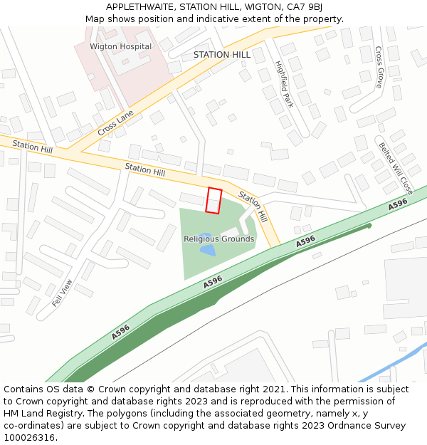 APPLETHWAITE, STATION HILL, WIGTON, CA7 9BJ: Location map and indicative extent of plot