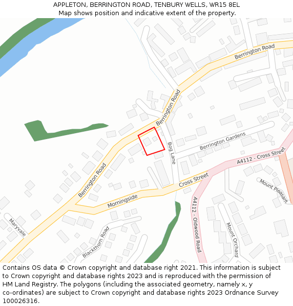 APPLETON, BERRINGTON ROAD, TENBURY WELLS, WR15 8EL: Location map and indicative extent of plot