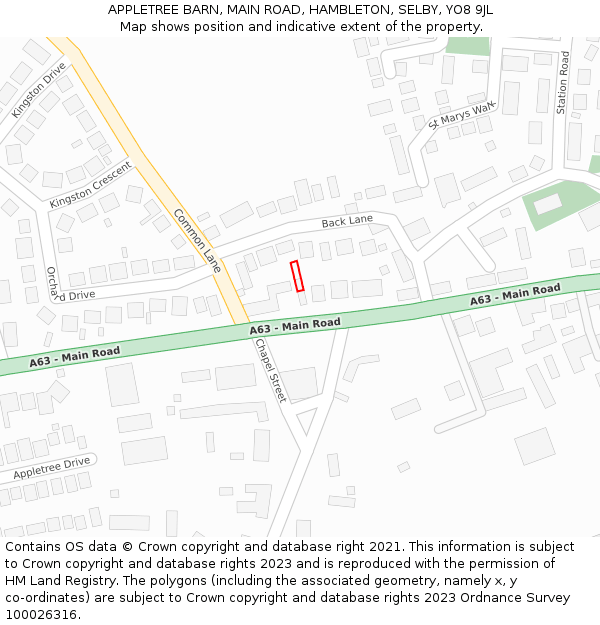 APPLETREE BARN, MAIN ROAD, HAMBLETON, SELBY, YO8 9JL: Location map and indicative extent of plot