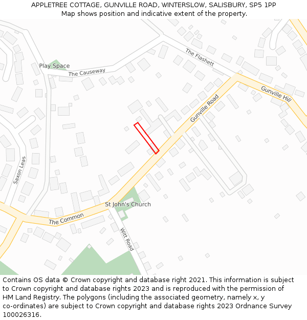 APPLETREE COTTAGE, GUNVILLE ROAD, WINTERSLOW, SALISBURY, SP5 1PP: Location map and indicative extent of plot