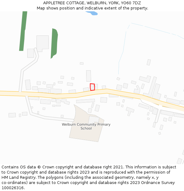 APPLETREE COTTAGE, WELBURN, YORK, YO60 7DZ: Location map and indicative extent of plot