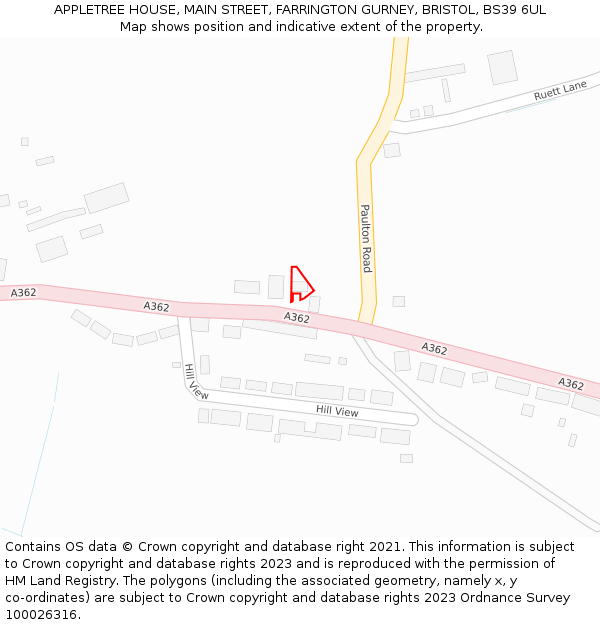 APPLETREE HOUSE, MAIN STREET, FARRINGTON GURNEY, BRISTOL, BS39 6UL: Location map and indicative extent of plot