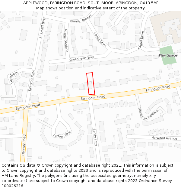 APPLEWOOD, FARINGDON ROAD, SOUTHMOOR, ABINGDON, OX13 5AF: Location map and indicative extent of plot