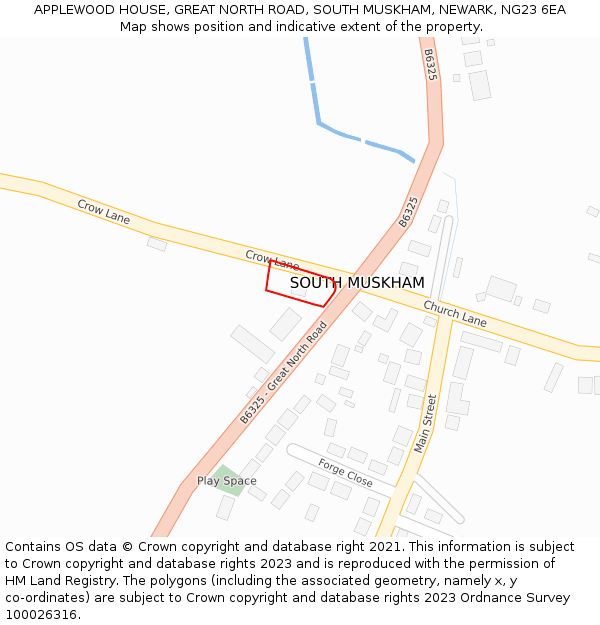 APPLEWOOD HOUSE, GREAT NORTH ROAD, SOUTH MUSKHAM, NEWARK, NG23 6EA: Location map and indicative extent of plot