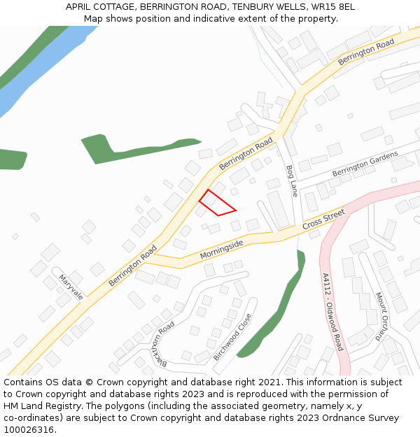 APRIL COTTAGE, BERRINGTON ROAD, TENBURY WELLS, WR15 8EL: Location map and indicative extent of plot