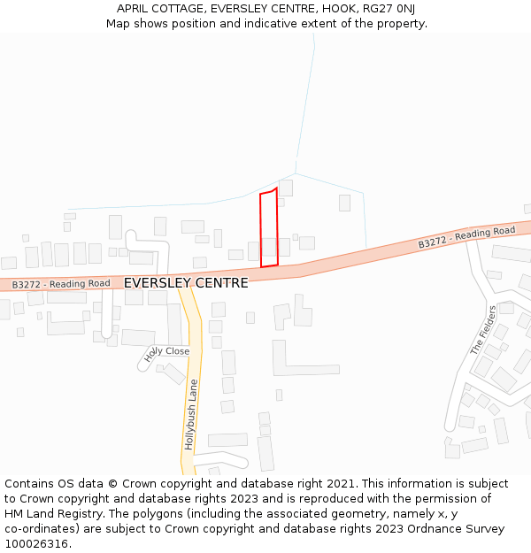 APRIL COTTAGE, EVERSLEY CENTRE, HOOK, RG27 0NJ: Location map and indicative extent of plot