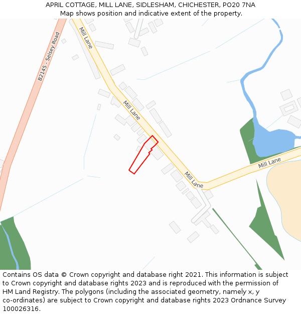 APRIL COTTAGE, MILL LANE, SIDLESHAM, CHICHESTER, PO20 7NA: Location map and indicative extent of plot