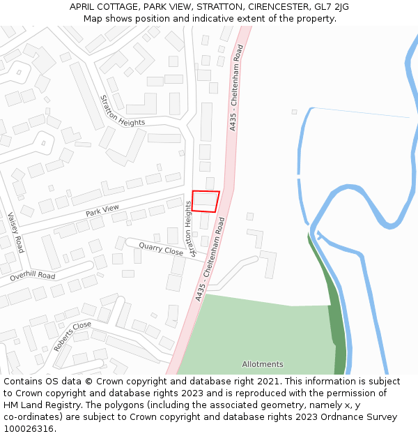 APRIL COTTAGE, PARK VIEW, STRATTON, CIRENCESTER, GL7 2JG: Location map and indicative extent of plot