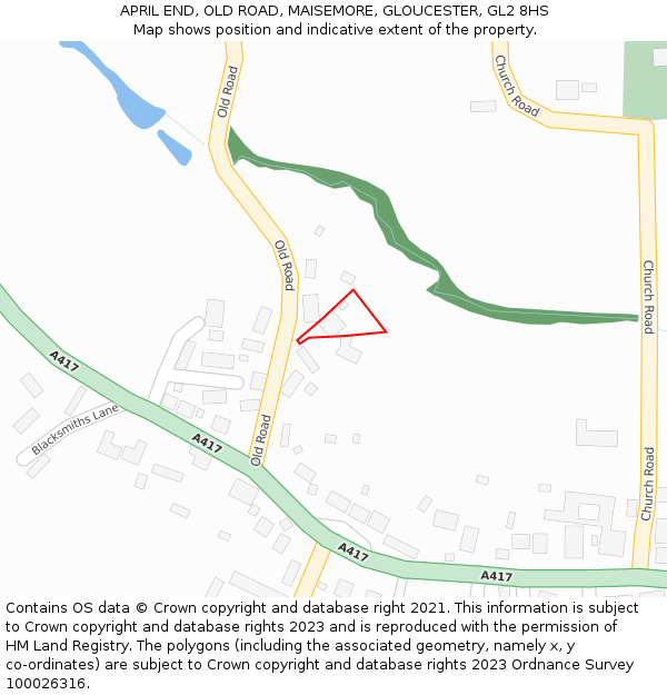 APRIL END, OLD ROAD, MAISEMORE, GLOUCESTER, GL2 8HS: Location map and indicative extent of plot