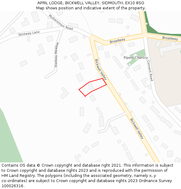 APRIL LODGE, BICKWELL VALLEY, SIDMOUTH, EX10 8SG: Location map and indicative extent of plot