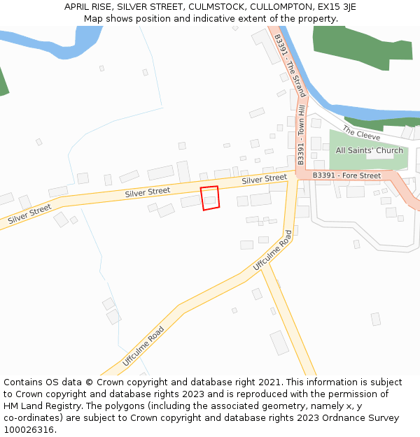 APRIL RISE, SILVER STREET, CULMSTOCK, CULLOMPTON, EX15 3JE: Location map and indicative extent of plot